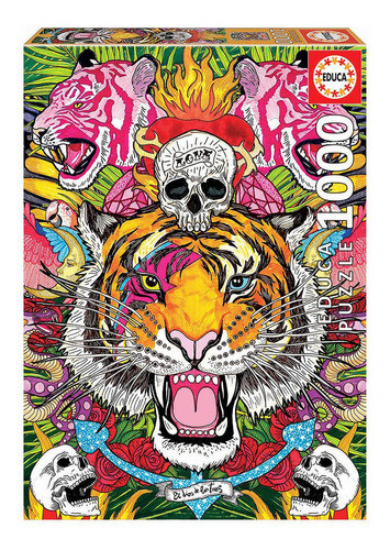 Rompecabezas Puzzle Educa Extaxis Tigre Calavera 1000 Piezas 0