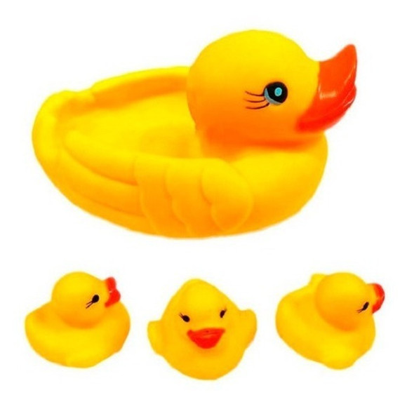 Pato De Goma + 3 Patitos Chifle Para Jugar En La Baño Chico 1