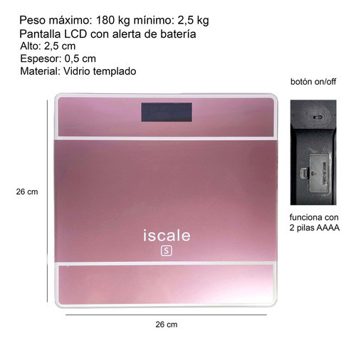 Balanza Digital Cuadrada Personal Vidrio Templado 180kg Bz3 1
