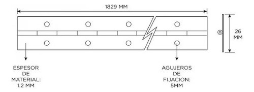 Bisagra Piano De 1,80mt X 26mm Abierta Penn Elcom P1321p 1