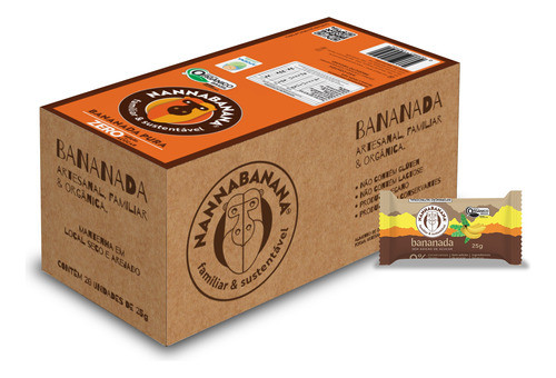 Doce De Banana Orgânica Artesanal Sem Açúcar  Cx 20 Un. 0