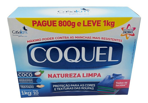 Lava Roupas Coquel Em Pó Kit Com 10 Unidades De 1kg 1
