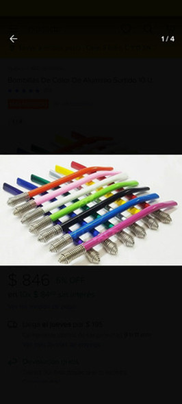 Pack 12 Bombillas Para Mates De Color 1