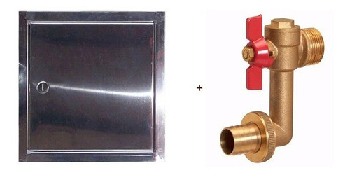 Tapa Puerta Nicho Acero Inox 20x20 + Canilla P/nicho Bce 1/2 1