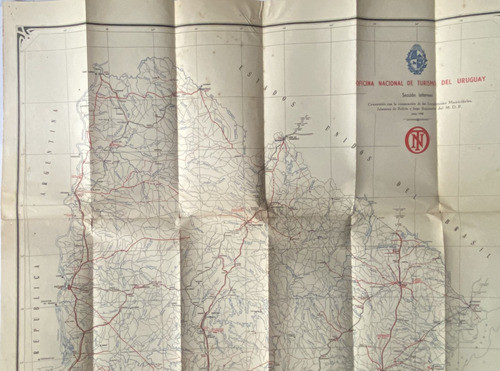Uruguay Rutas, Vintage Oficina Turismo, 58 X 70 Cm Cfz2 0