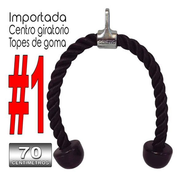 Soga Jalon Manubrio Agarre Triceps Con Topes De Goma Genetic 0 Soga Jalon Manubrio Agarre Triceps Con Topes De Goma Genetic 0