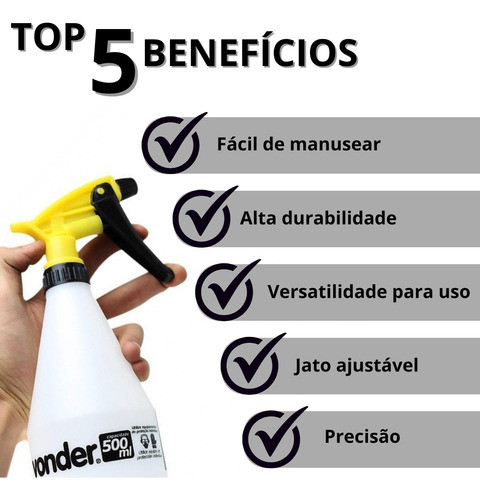 Kit 10 Pulverizador Agua Manual Pequeno Jardim 500ml Vonder 1