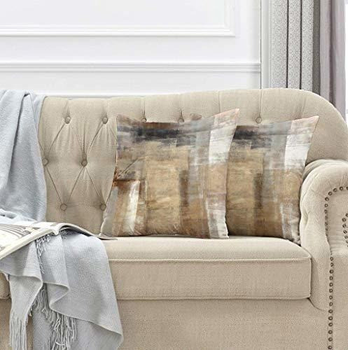 Onelz Fundas De Almohada De Arte Abstracto, Marrón Y Beige, 1