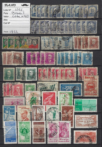 Lote1191 Brasil Lote De 140 Estampillas Antiguas L 2 1