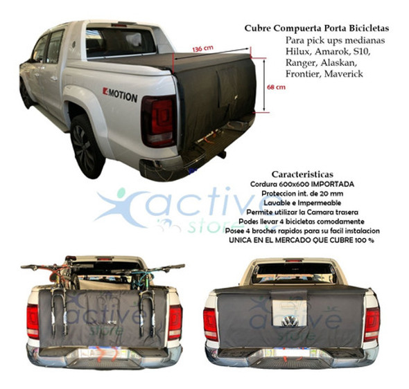 Funda Compuerta Porta 4 Bici Reforzado Hilux Amarok Ranger 1