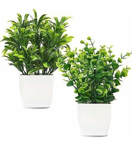 Whonline 2 Uds Mini Plantas Artificiales En Macetas De Plást 0