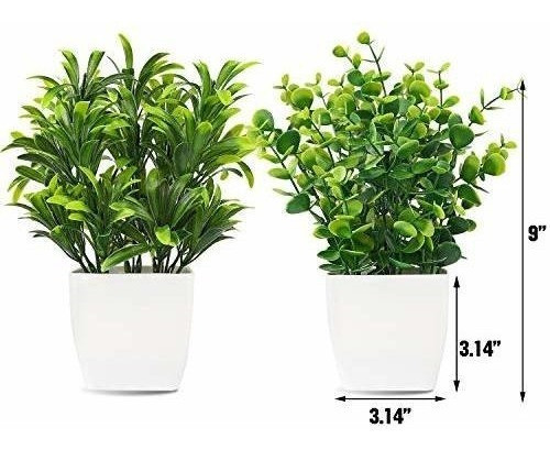 Whonline 2 Uds Mini Plantas Artificiales En Macetas De Plást 1