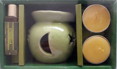 Set De Hornito Y Aceite Aromático De Citronella Con 2 Velas 0