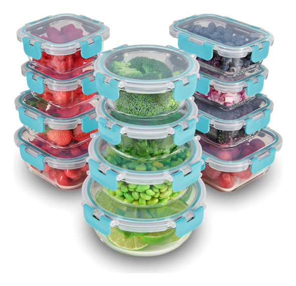 Contenedores De Vidrio De 24 Piezas, A Prueba De Fugas Y Seg 0