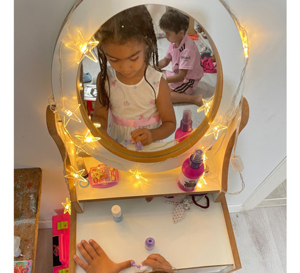 Tocador Infantil Madera Maquillaje Niñas + Silla Banquito 1