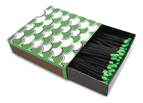 Caja Con 100 Fosforos 10 Cm Negros Cabeza Verde 1