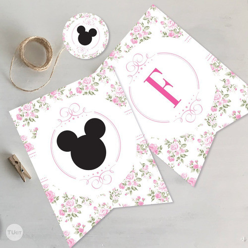 Kit Imprimible Mickey Minnie Flores Editable Tukit 1