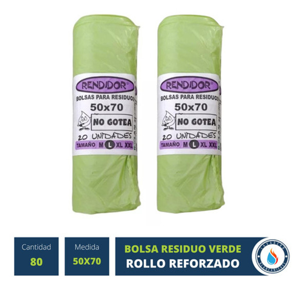 80 Bolsas Residuo Consorcio Verde 50x70 Rollo No Gotea 0 80 Bolsas Residuo Consorcio Verde 50x70 Rollo No Gotea 0