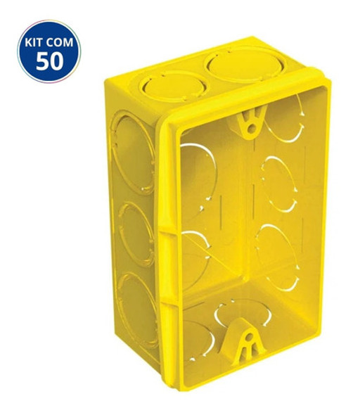 Kit 50 Caixa De Plástico Embutir 4x2 Amarelo Tigre 1