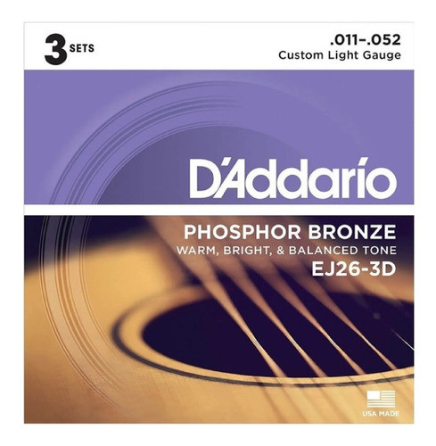 Encordado Acustica Daddario Ej26 Bronce Fosforado 011 1