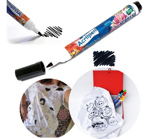 Caneta Para Tecido Super Fixação Acrilex Acrilpen - Preto 0