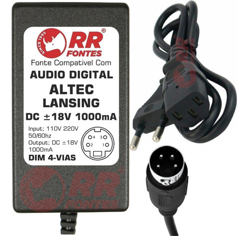 Fonte 18v Para Caixa Som Altec Lansing Audio Digital M602 0