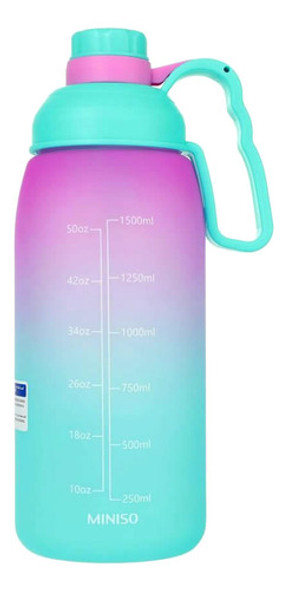 Garrafa De Plástico Com Canudo E Alça Verde/rosa 1500 Ml. 0 Garrafa De Plástico Com Canudo E Alça Verde/rosa 1500 Ml. 0