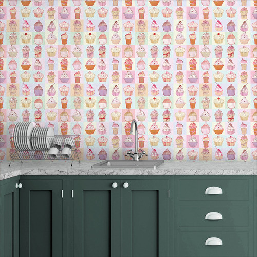 Papel De Parede Adesivo Cupcake Doce Confeitaria 12m 0