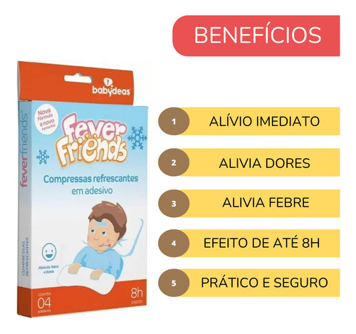 Kit 6 Fever Friends Adesivos Refrescantes Alivio Febre Bebê 1