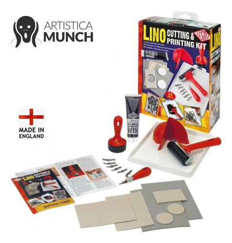 Kit Grabado 23 Piezas Art Rodillo Gubias Tinta Sello Essdee 1