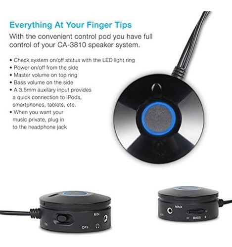 Sistema De Altavoces De Ciber Acústica Ca-3810 38 Vatios 2.1 1