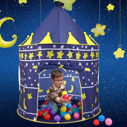 Muchacho Azul Plegable Jugar Tienda Niños Niña Princesa Cast 1
