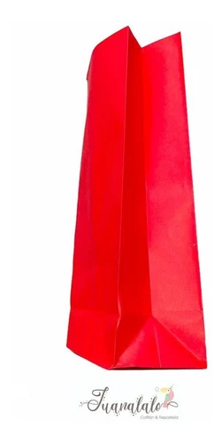 Bolsitas De Papel Color Rojo X 10 U Souvenir Cumple 11x24x7 1