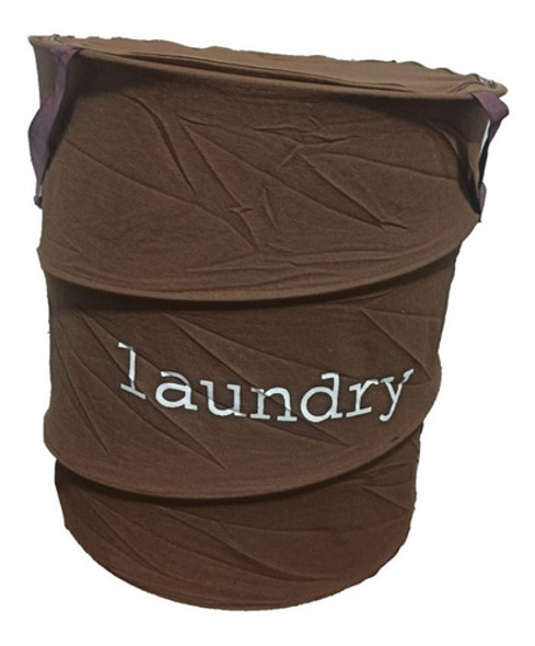 Canasto Para Ropa De Tela Redondo Marron 0