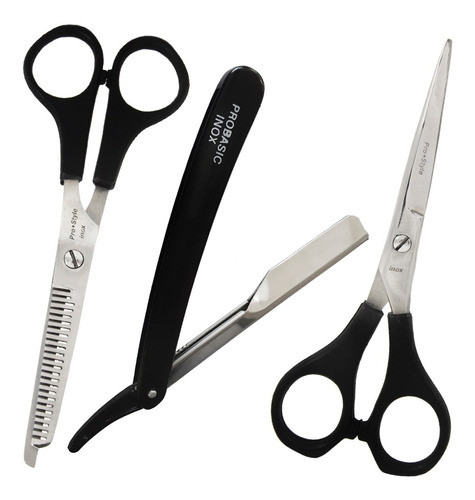 Set Tijera Corte Probasic + Tijera Pulir Probasic + Navajin 0