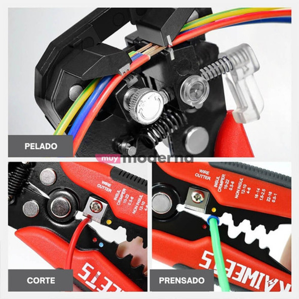 Pinza Pela Cables Automática Ajustable Corte Pelado Prensado 1