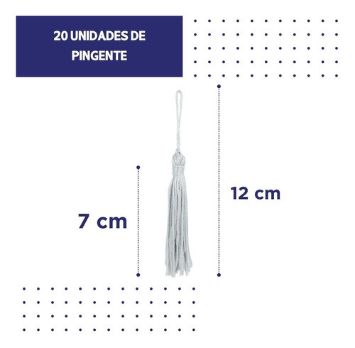 Pingente De Seda Tassel Franja Cinza Claro- C/ 20 Unds - Brx 1