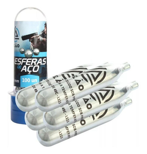 5x Leão 12g E Munição Esferas Bbs Aço 6mm 100un 0