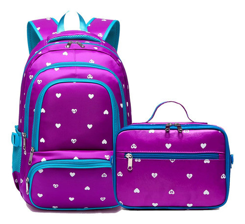 Kit Mochila Y Lanchera Escolar Bluefairy Morado Y Azul 0