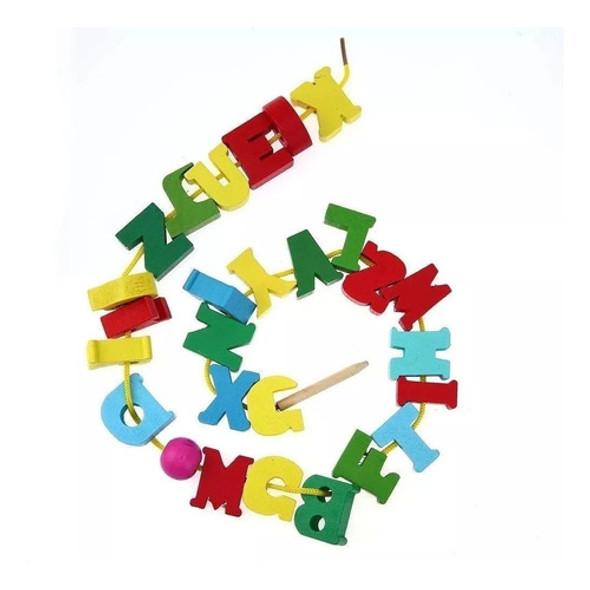 Collar Didáctico Madera Juego Letras Números Cubeta 1 Collar Didáctico Madera Juego Letras Números Cubeta 1