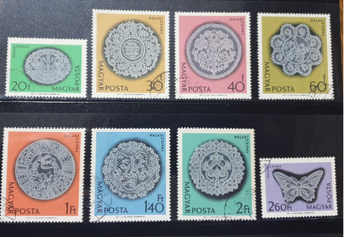 Estampillas Hungría Tema Bordados 8 Sellos Usados Año 1964 0