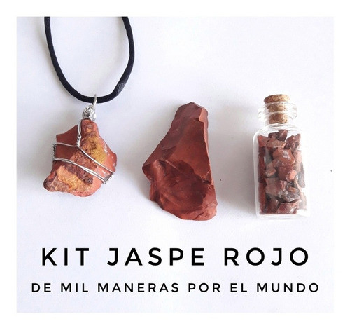 Jaspe Rojo Kit. Collar + Piedra + Mini Botella. Tranquilidad 1