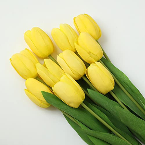 10 Tulipanes, Flores Artificiales - Amarillo 0