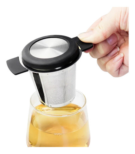 Infusor Para Chá Coador Inox Com Tampa E Alça Com Silicone 0