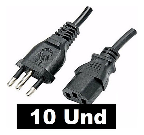 Kit 10 Cabos De Força Tripolar Cpu E Fontes 1,20m Nbr 1