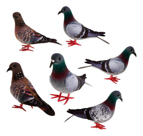 6x Pombas Com Artificiais, Pássaros De De Espuma, Estátuas 0