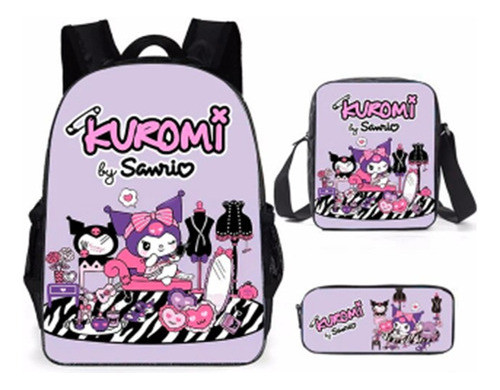 Pack De Mochila Cartuchera Y Morral Kuromi By Sanrio 0