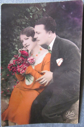 Postal Coloreada Romántica De La Epoca 0
