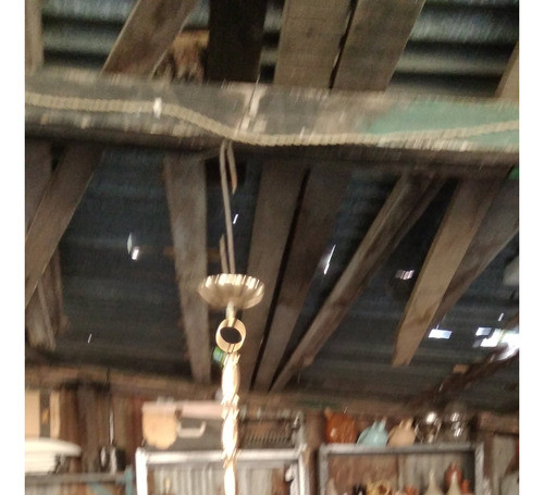 Antigua Lampara Luz De Colgar De Bronce 1