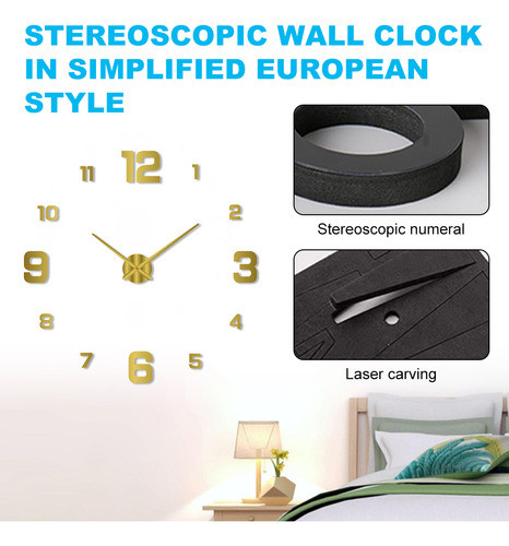 Decoração De Relógio De Parede 80-130 Cm Dourado Silencioso 1